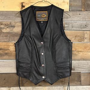First Classics Leather Gear Fringe Vest Women’s Size M Black Motorcycle Biker